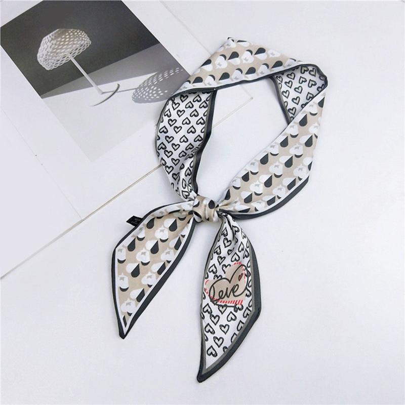 Flower Print Skinny Scarf Long Ribbon Neckerchief Classic Twilly Scarf