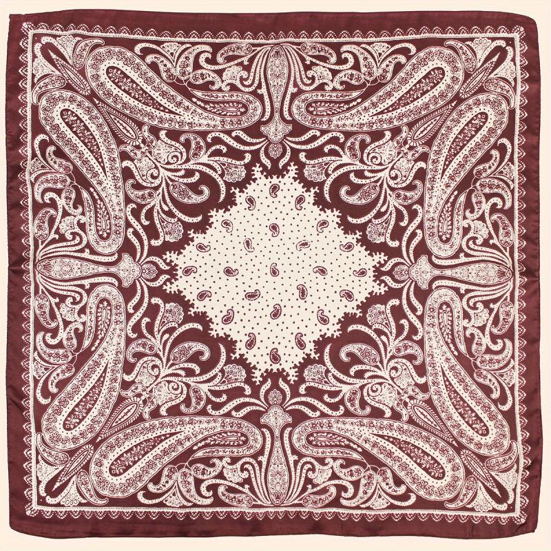 Boho Paisley Printed Square Scarf Silk Feeling Headscarf 70x70cm