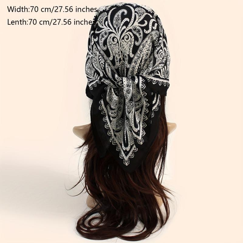 Boho Paisley Printed Square Scarf Silk Feeling Headscarf 70x70cm