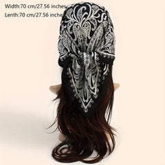 Boho Paisley Printed Square Scarf Silk Feeling Headscarf 70x70cm