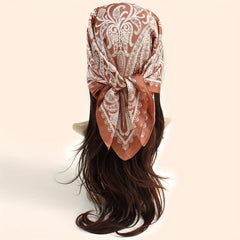 Boho Paisley Printed Square Scarf Silk Feeling Headscarf 70x70cm
