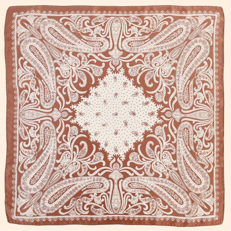 Boho Paisley Printed Square Scarf Silk Feeling Headscarf 70x70cm