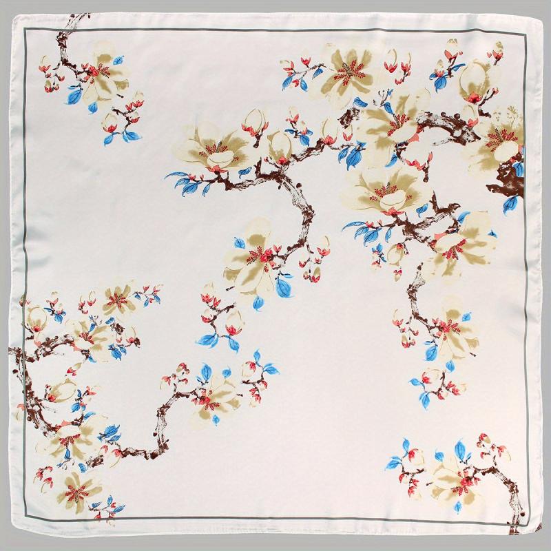 Flower Printed Square Scarf Silky Soft Headscarf Hair Wraps For Sleep