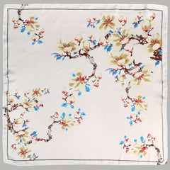 Flower Printed Square Scarf Silky Soft Headscarf Hair Wraps For Sleep