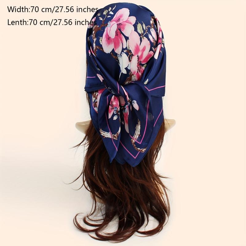Flower Printed Square Scarf Silky Soft Headscarf Hair Wraps For Sleep
