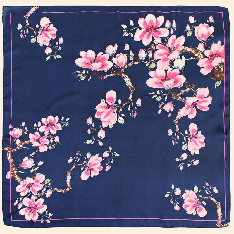 Flower Printed Square Scarf Silky Soft Headscarf Hair Wraps For Sleep