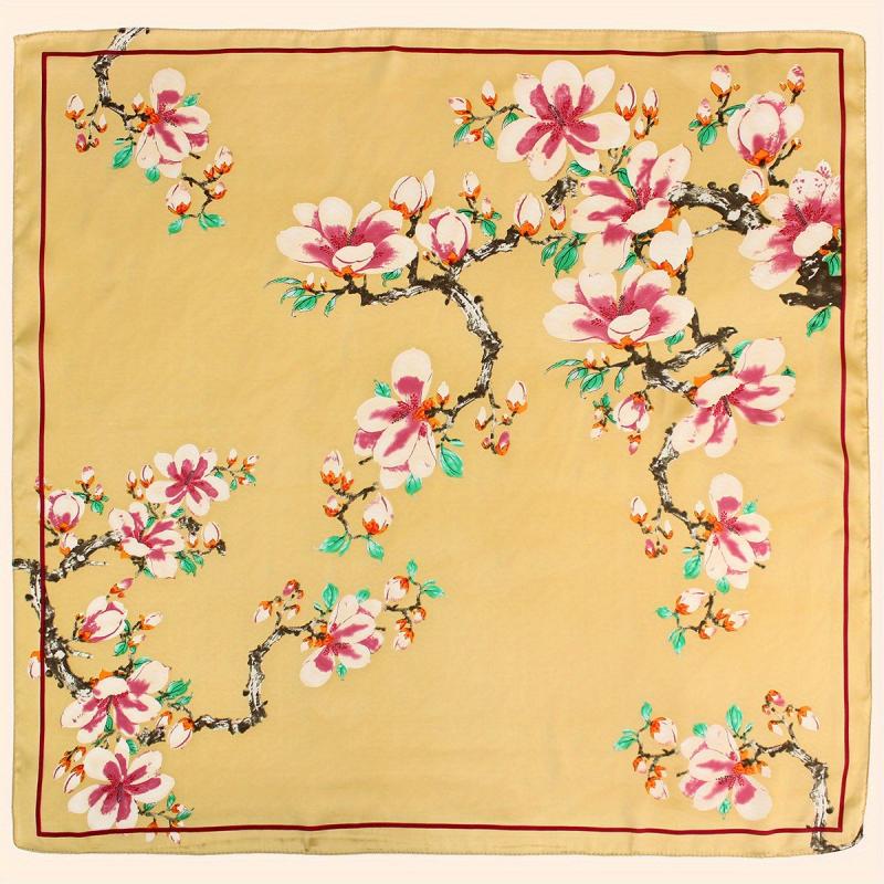 Flower Printed Square Scarf Silky Soft Headscarf Hair Wraps For Sleep