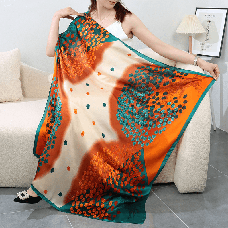 Graphic Bandana Silk Scarf Casual Shawl Wrap For Summer Beach