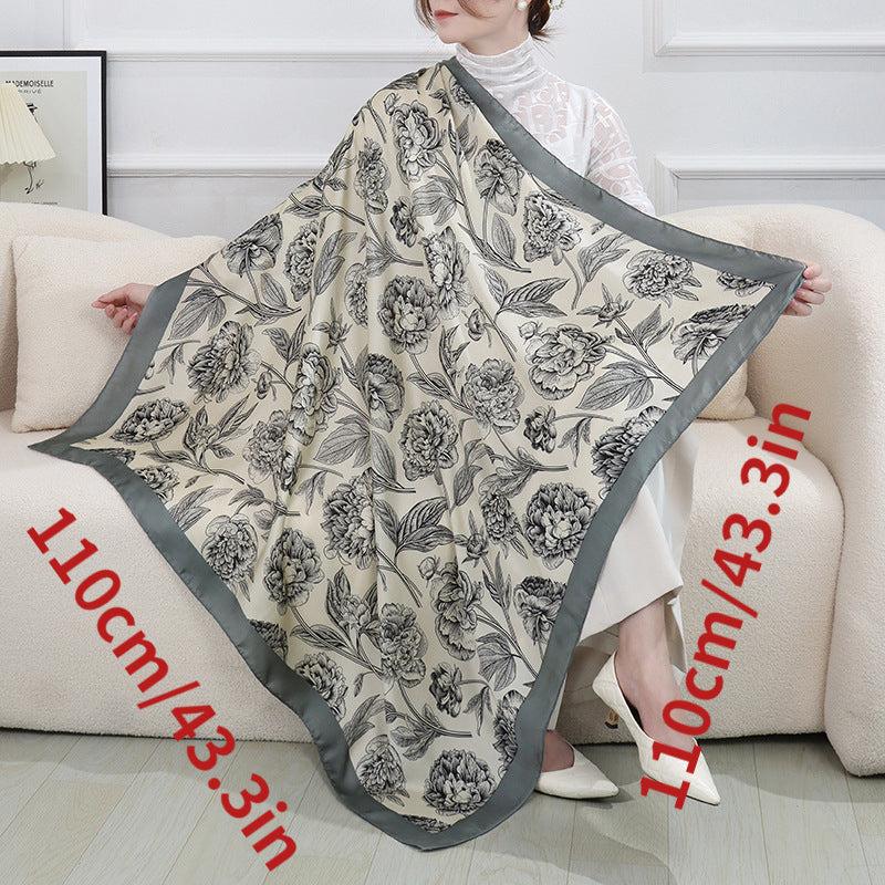 Graphic Bandana Silk Scarf Casual Shawl Wrap For Summer Beach