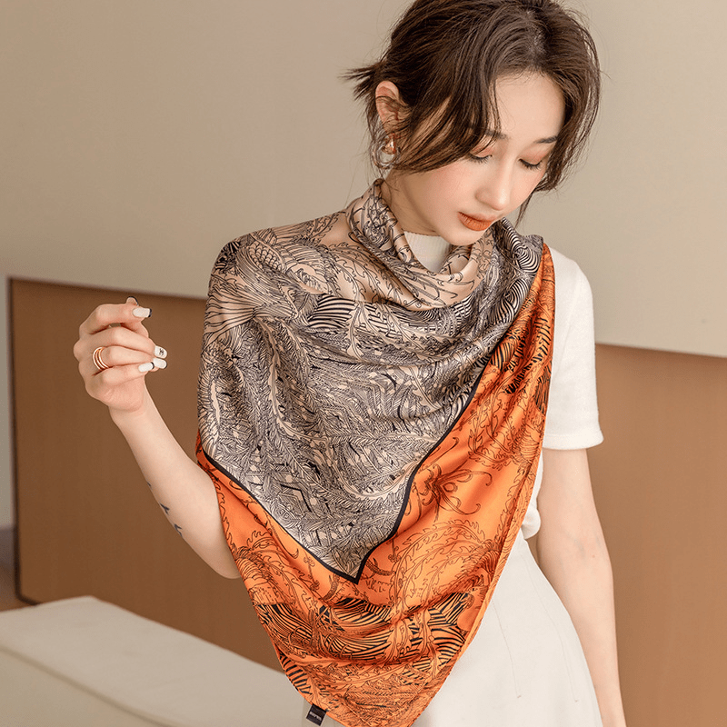 Graphic Bandana Silk Scarf Casual Shawl Wrap For Summer Beach