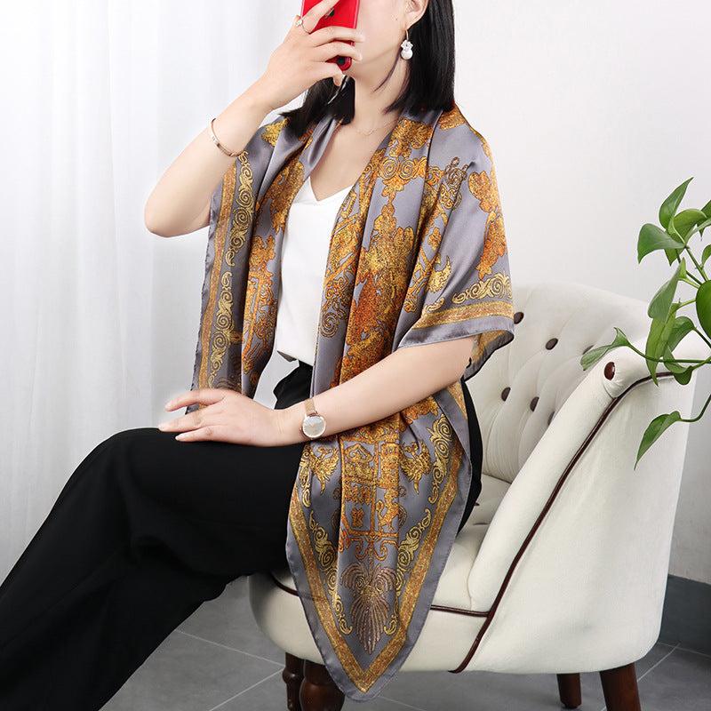 Graphic Bandana Silk Scarf Casual Shawl Wrap For Summer Beach