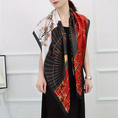 Vintage Branch Window Print Bandana Square Scarf Satin Shawl