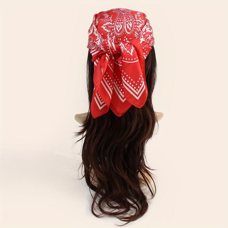 Paisley Print Square Scarf Silk Shawl Bandana Head Wraps Neckerchief