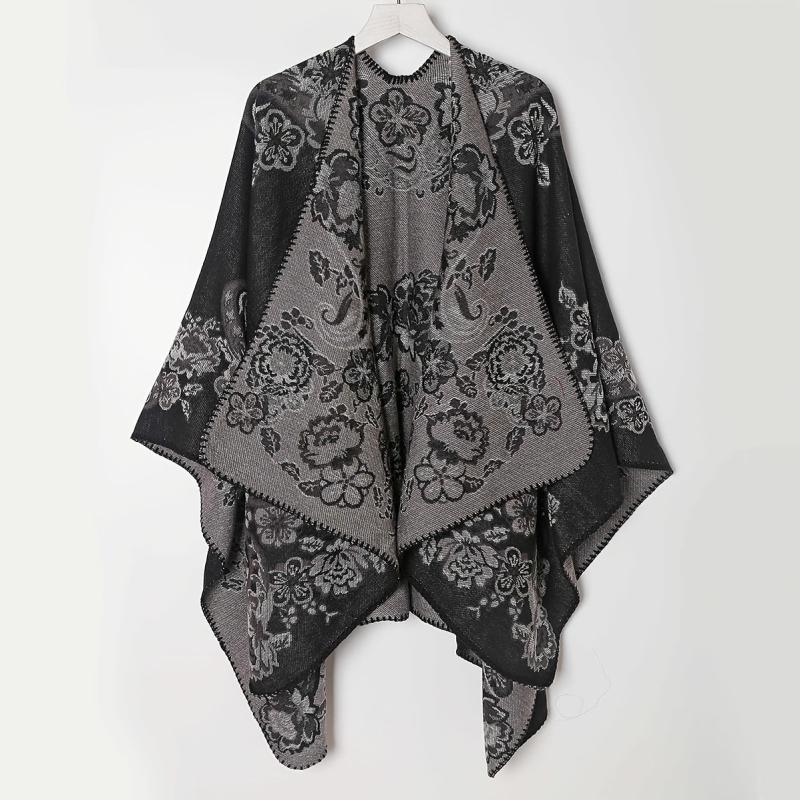 Flower Print Shawl Plaid Long Warm Winter Clothes Shawl Coldproof