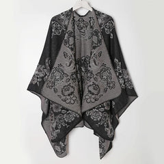 Flower Print Shawl Plaid Long Warm Winter Clothes Shawl Coldproof