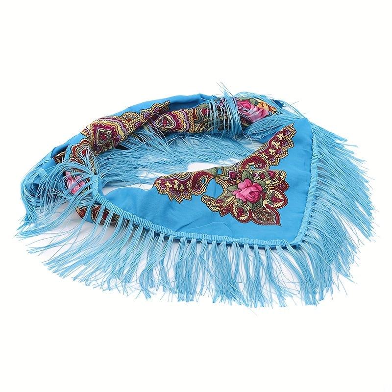 Boho Flower Print Tassel Scarf Classic Shawl Vintage Fringes Cardigan