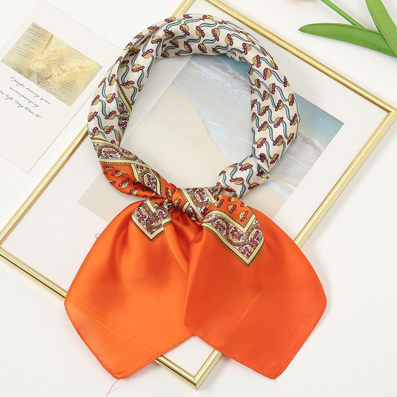 Retro Silk Scarf Small Hair Band Professional Square Scarf Head Scarf