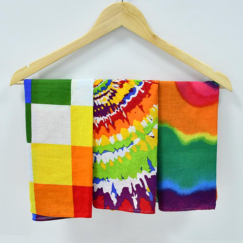 Rainbow Tie Dye Bandana Hip Hop Striped Square Scarf LGBT Gay Pride