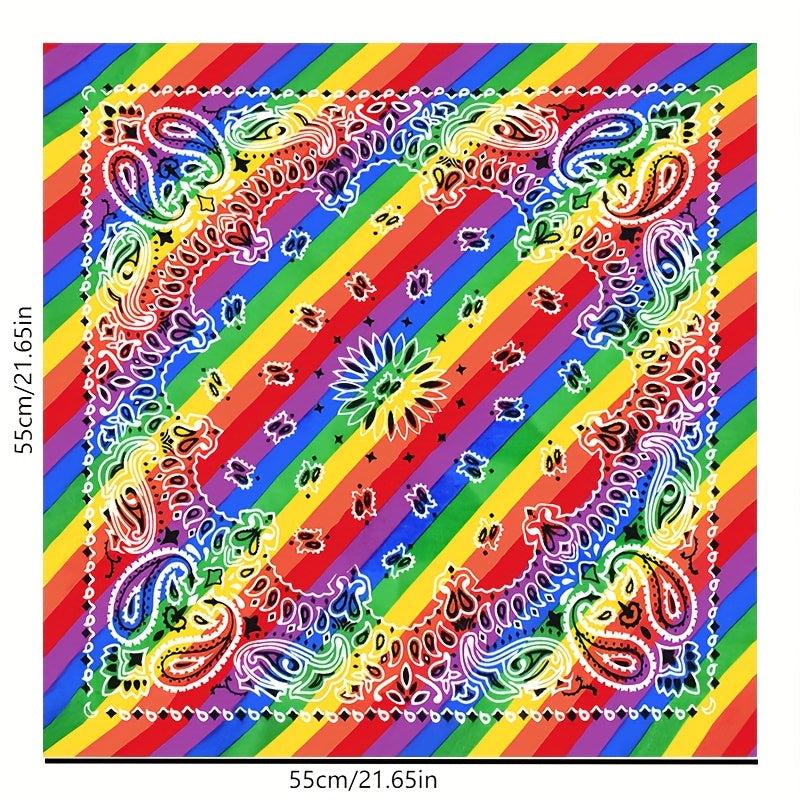 Rainbow Tie Dye Bandana Hip Hop Striped Square Scarf LGBT Gay Pride