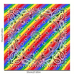 Rainbow Tie Dye Bandana Hip Hop Striped Square Scarf LGBT Gay Pride