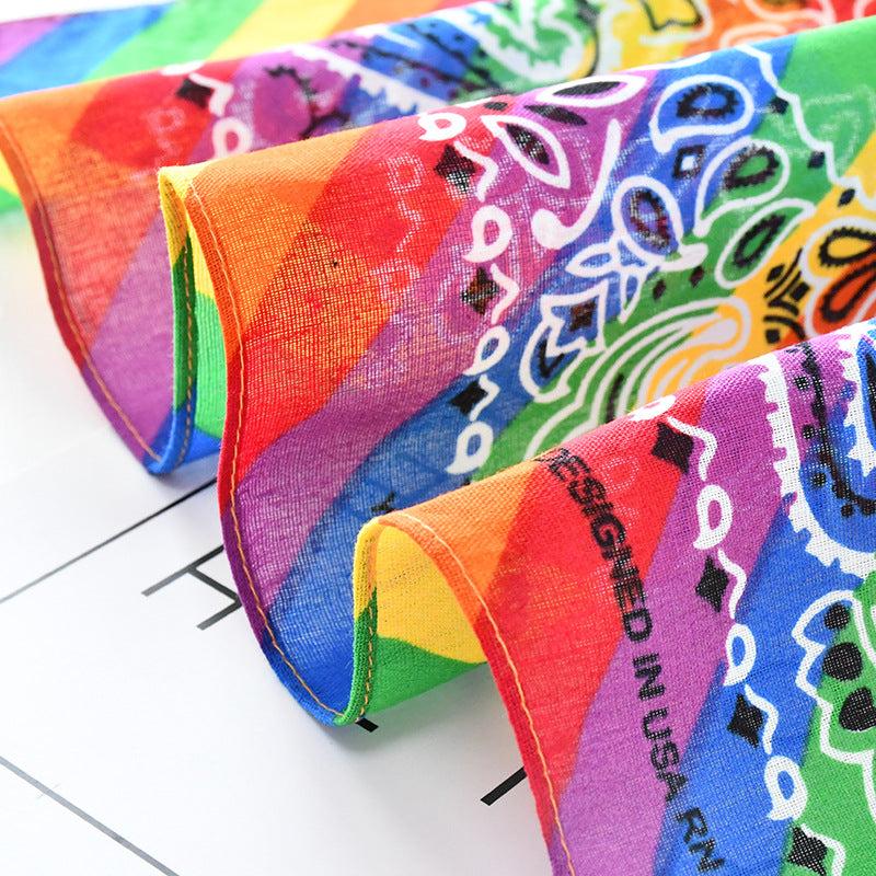 Rainbow Tie Dye Bandana Hip Hop Striped Square Scarf LGBT Gay Pride