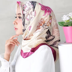 Satin Square Scarf Silk Large Neckerchief Accessory