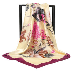 Satin Square Scarf Silk Large Neckerchief Accessory
