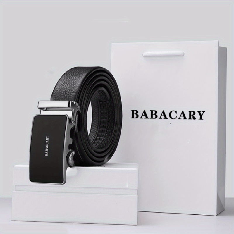 Men's Leather Belt Automatic Buckle Business Suit Waist Strap