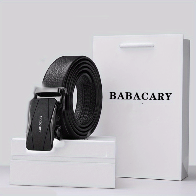 Men's Leather Belt Automatic Buckle Business Suit Waist Strap