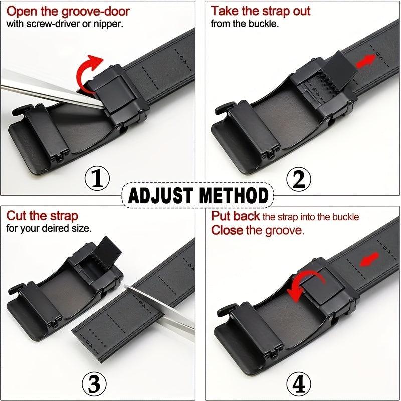 Men's Leather Belt Automatic Buckle Business Suit Waist Strap