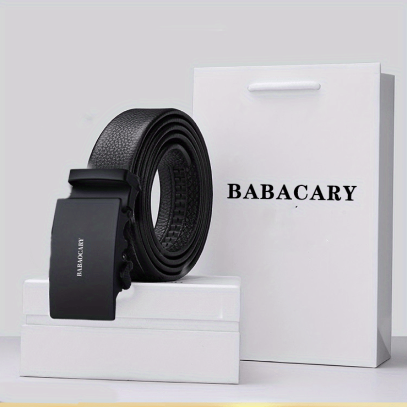 Men's Leather Belt Automatic Buckle Business Suit Waist Strap