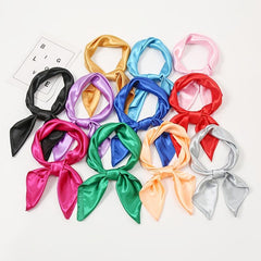Solid Satin Silk 23 6 Square Scarf Lightweight Silk Neck Scarfs