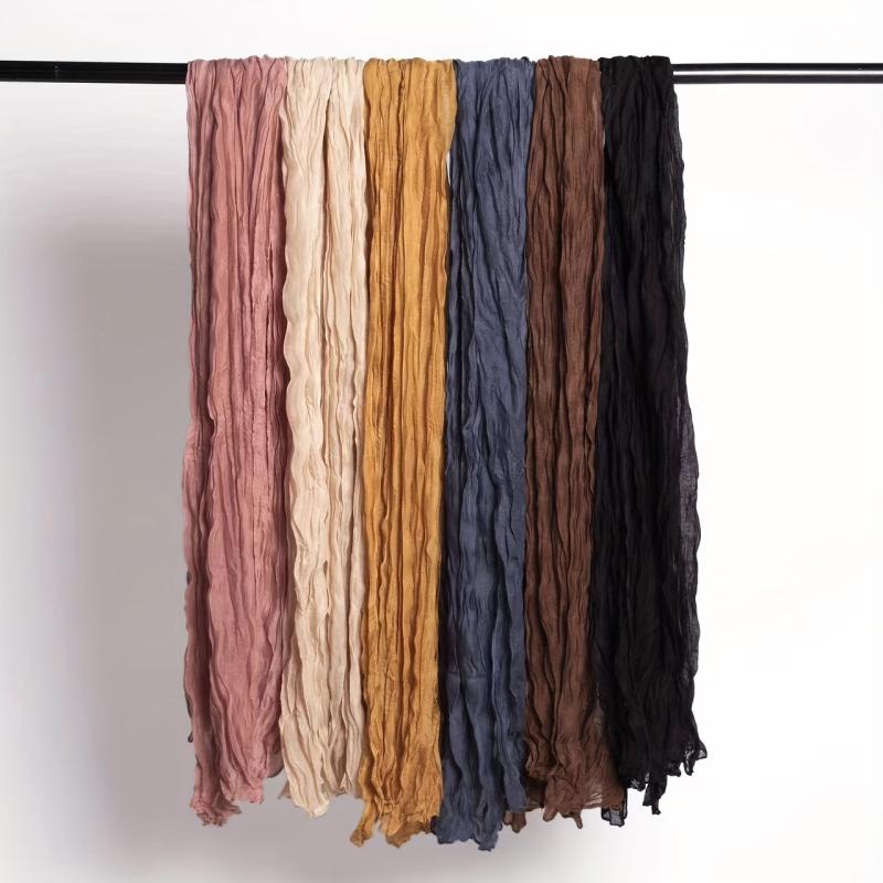 Vintage Crinkle Scarf Distressed Tie Dye Warm Shawls Neckerchief