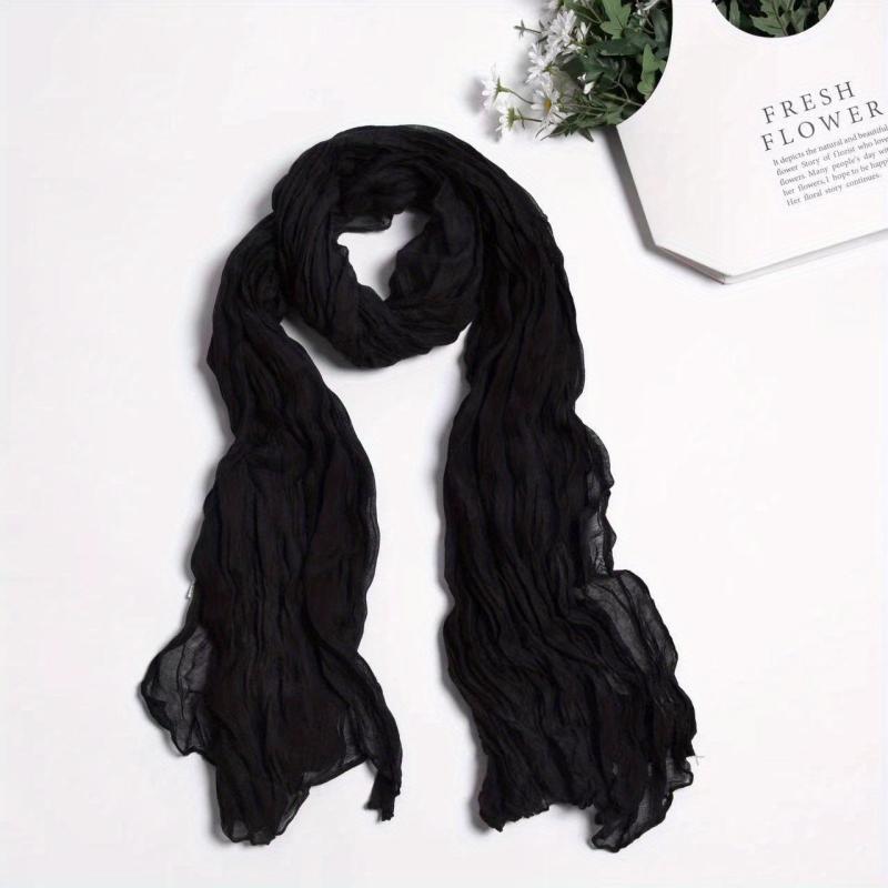 Vintage Crinkle Scarf Distressed Tie Dye Warm Shawls Neckerchief