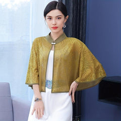 Cheongsam Outwear Shawl Solid Sunscreen Shirt Thin Retro Cape