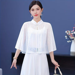 Cheongsam Outwear Shawl Solid Sunscreen Shirt Thin Retro Cape