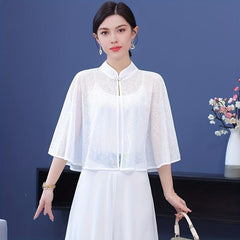 Cheongsam Outwear Shawl Solid Sunscreen Shirt Thin Retro Cape