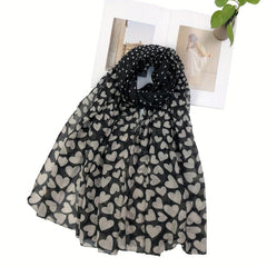 Peach Heart Print Scarf & Shawl Head Wrap Sunscreen Travel Beach Towel