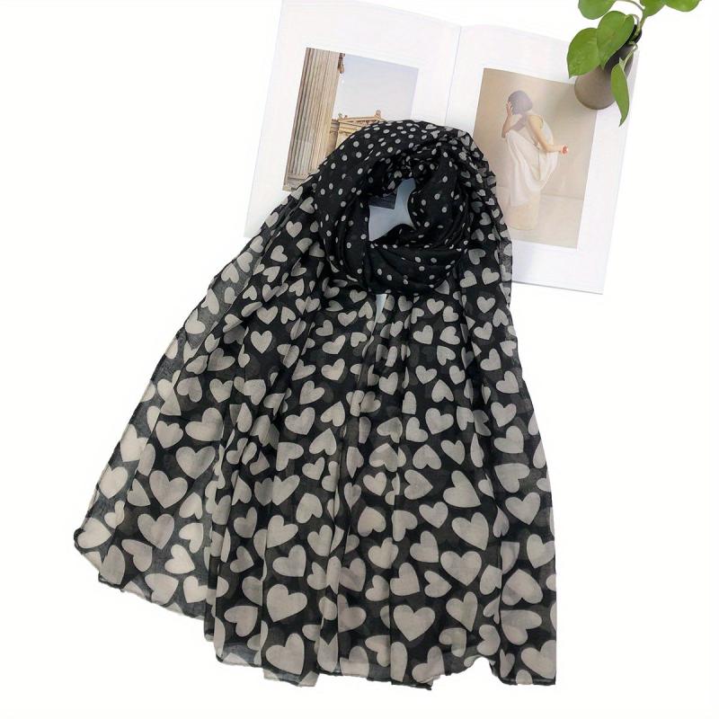 Peach Heart Print Scarf & Shawl Head Wrap Sunscreen Travel Beach Towel