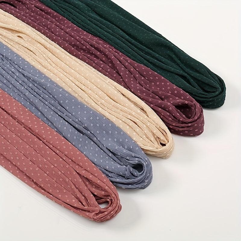 Pleated Dotted Casual Scarf Hijab Solid Shawl Women