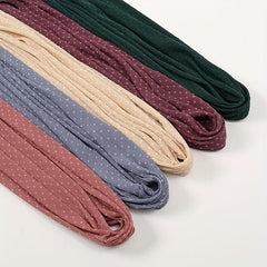 Pleated Dotted Casual Scarf Hijab Solid Shawl Women
