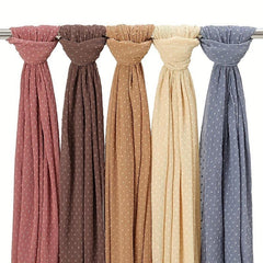 Pleated Dotted Casual Scarf Hijab Solid Shawl Women