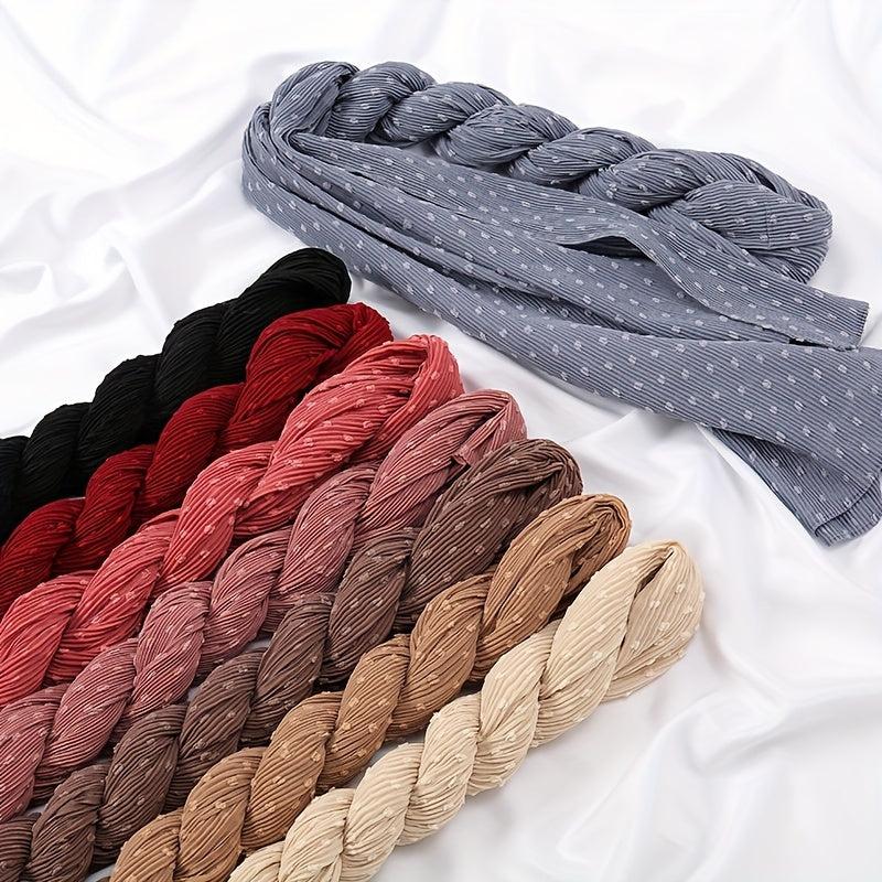 Pleated Dotted Casual Scarf Hijab Solid Shawl Women