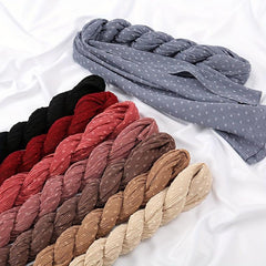 Pleated Dotted Casual Scarf Hijab Solid Shawl Women