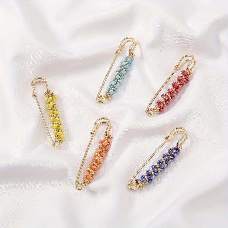 5pc Colorful Scarf Buckles Beads Brooches Sweater Shawl Clips