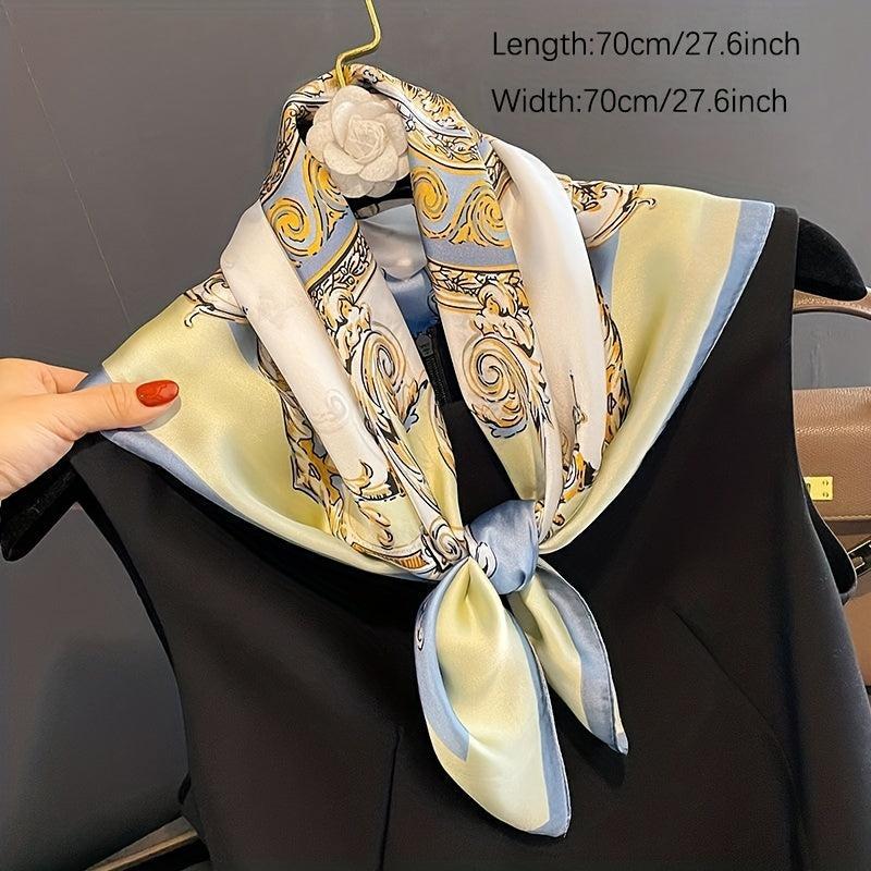 Vintage Flower Print Bandana Satin Square Scarf Neckerchief Hair Wrap