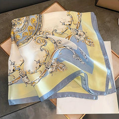 Vintage Flower Print Bandana Satin Square Scarf Neckerchief Hair Wrap