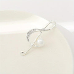 Musical Note Brooch Pearl Rhinestone Pin Scarf Dress Clothes Decor