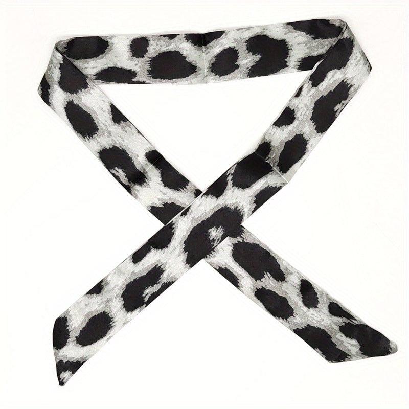 Leopard Neckerchief Long Ribbon Skinny Scarf Headband Hair Ribbon