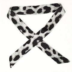 Leopard Neckerchief Long Ribbon Skinny Scarf Headband Hair Ribbon